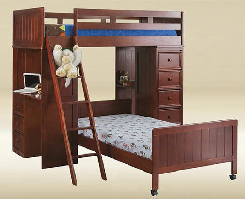 Floor Model - Twin Loft Bed w/Desk & Lower Bed