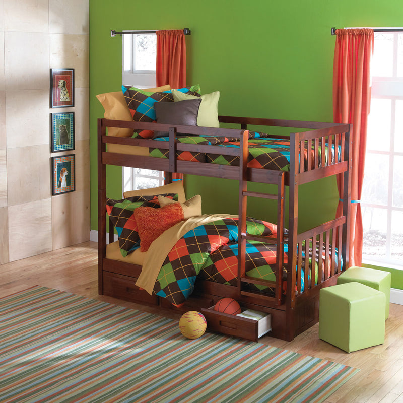 Twin/Twin Brown Bunk Bed Only