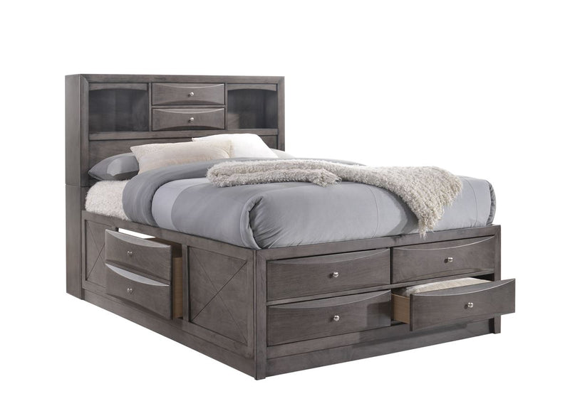 Grey king size captains bed with storage