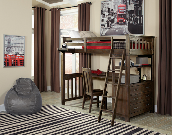 Hillsdale Furniture Twin Highland Loft Bed w/Desk - Espresso