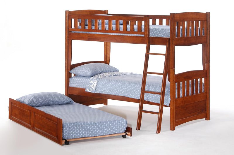 Twin over Twin Bunk Bed w/Optional Trundle Unit in Cherry