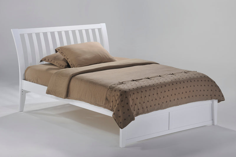 Twin Full Queen King Platform Bed w/Flat Panel Footboard in White