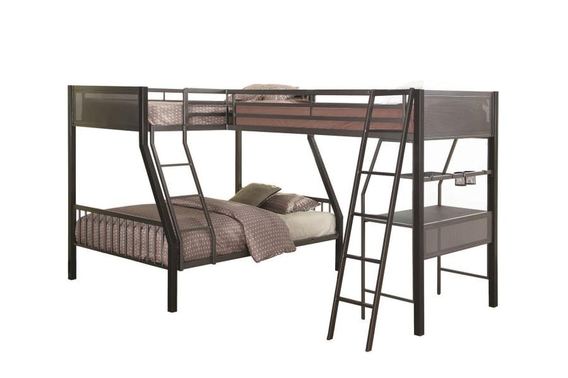Twins over Full Triple Bunk Bed in Metal