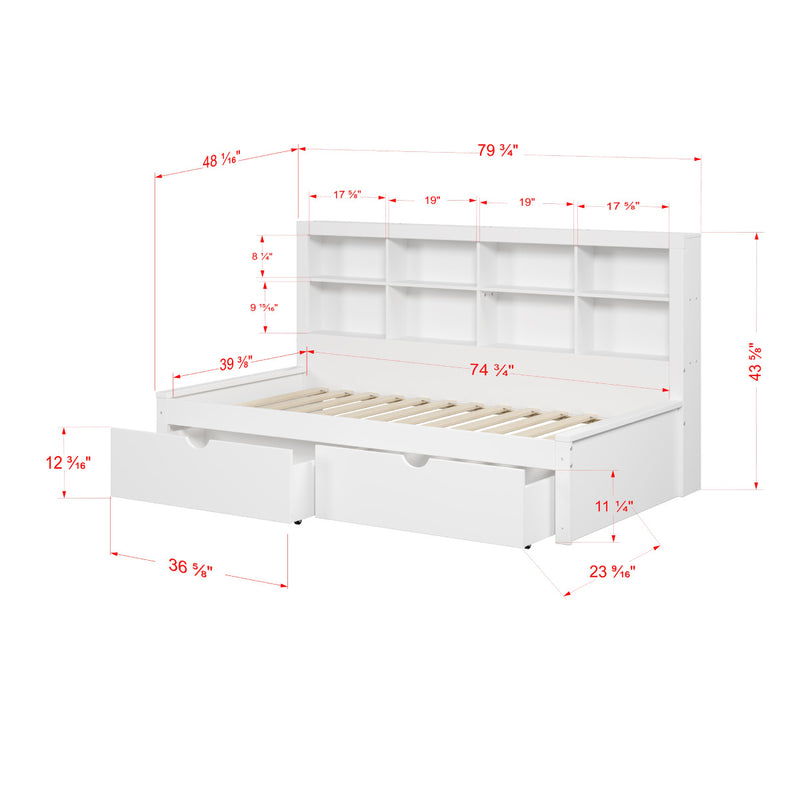 SPECIAL - Twin Side Bookcase Daybed w/Under Drawers