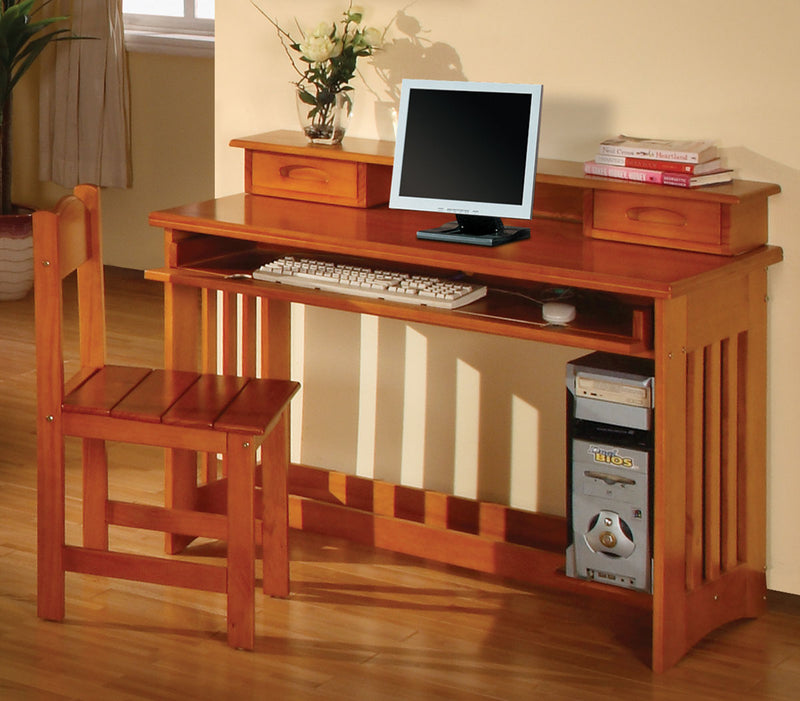 Desk, Hutch & Chair in Pecan