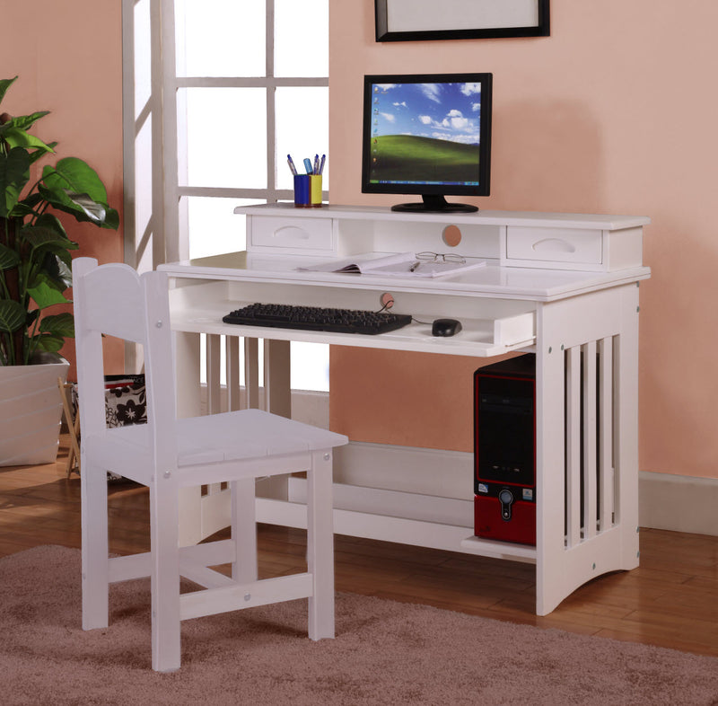 Desk, Hutch & Chair in White
