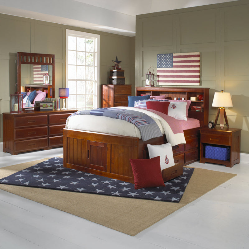 Twin Bookcase Captain's Beds in Merlot