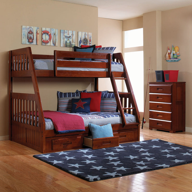 DS Twin/Full Bunk Bed - BROWN