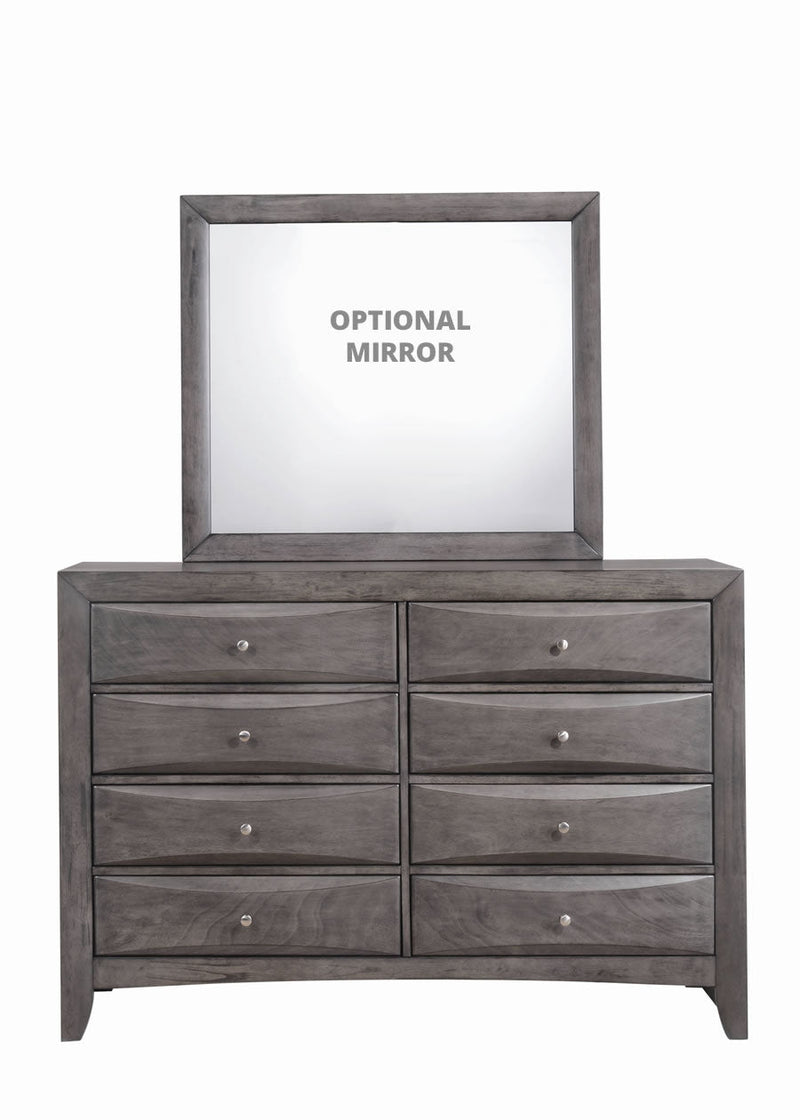 Grey 8 drawer dresser with optional mirror