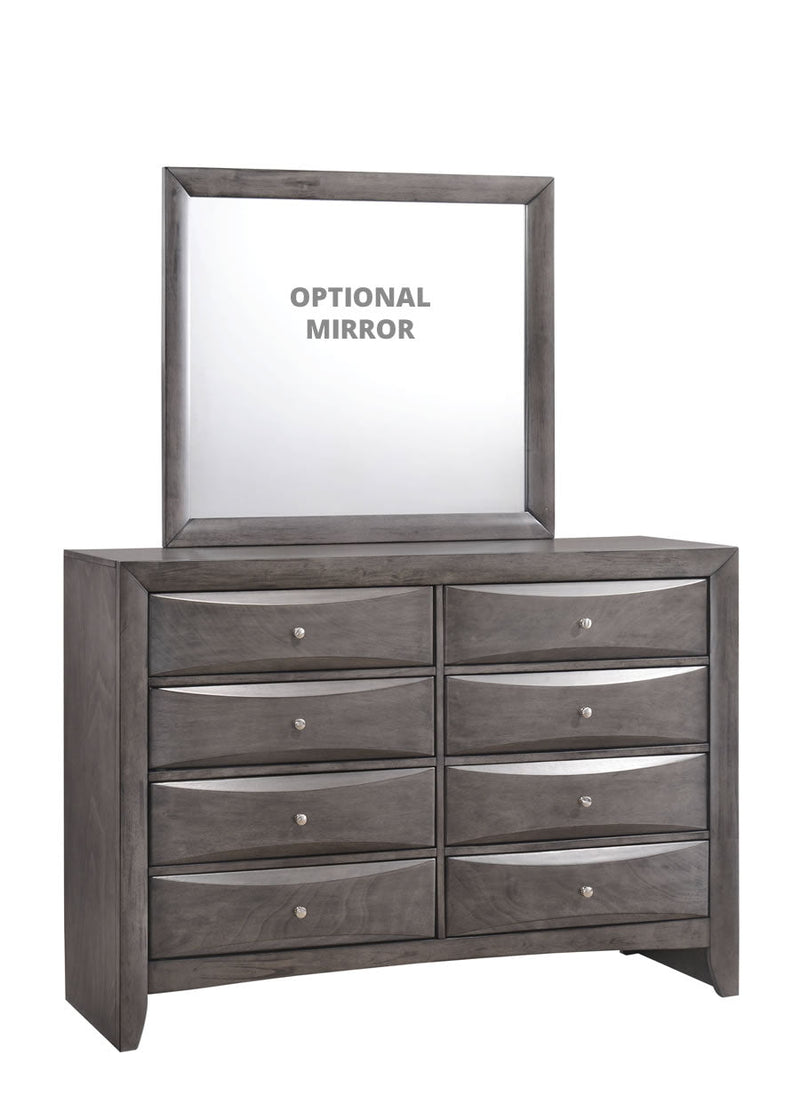 Grey 8 drawer dresser with optional mirror