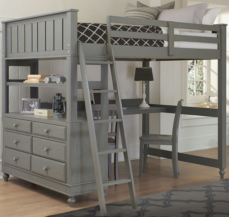 Hillsdale Furniture Full Lakehouse Loft Bed w/Desk - Gray