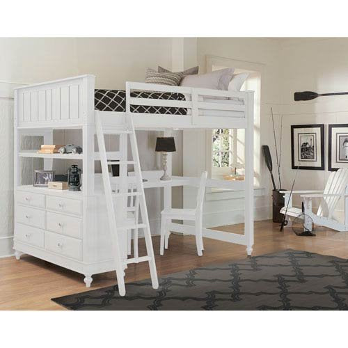 Hillsdale Furniture Full Lakehouse Loft Bed w/Desk - White