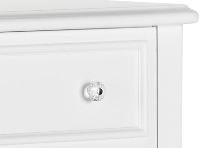 5 drawer white chest of drawers knob detail