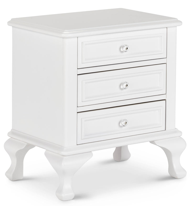 White nightstand with 3 drawers