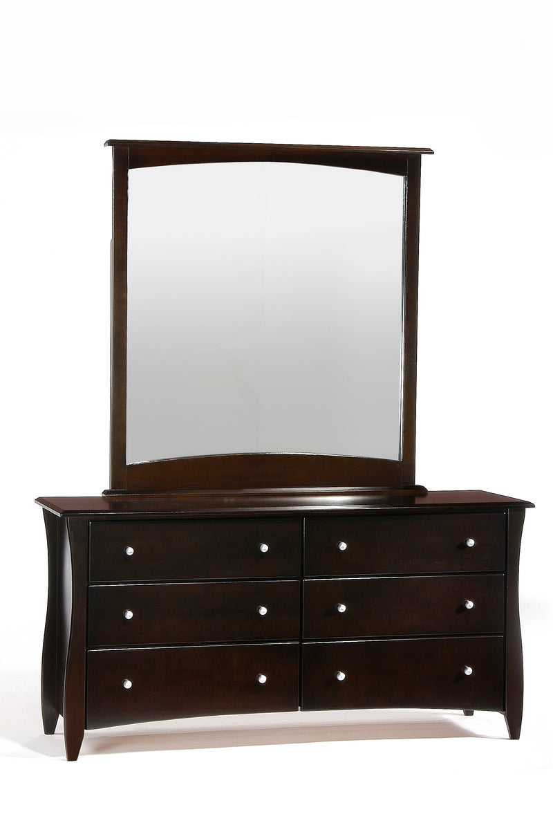 6 Drawer Dresser and Mirror in Chocolate