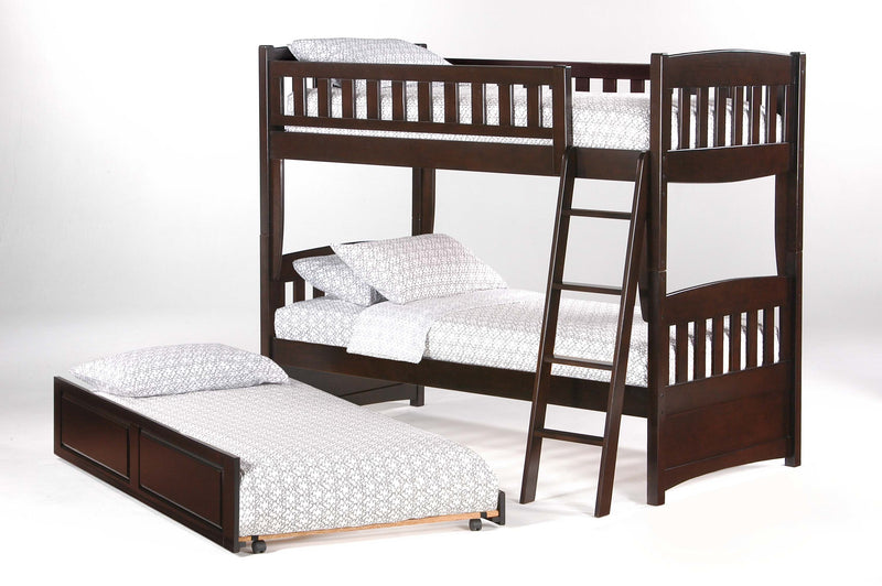 Twin over Twin Bunk Bed in Chocolate w/Optional Trundle Unit 