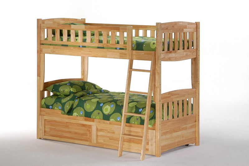 Twin over Twin Bunk w/Optional Under Storage Unit in Natural